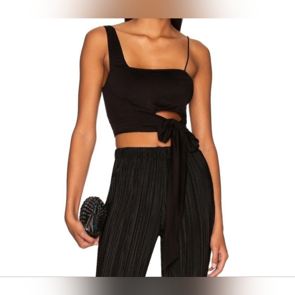 Free People Asymmetric Black Crop Top